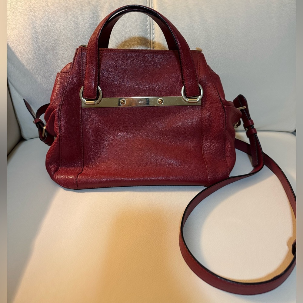 Chloe Red Leather Bridget Convertible Crossbody Bag